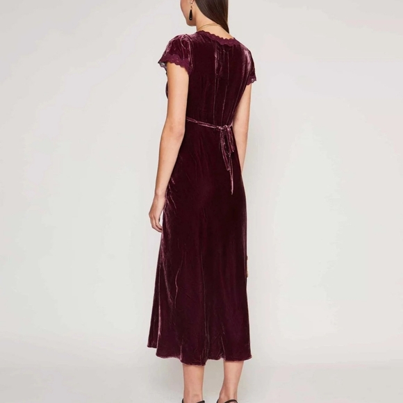Rixo Red Velvet Clarice Midi Dress - Picture 3 of 11